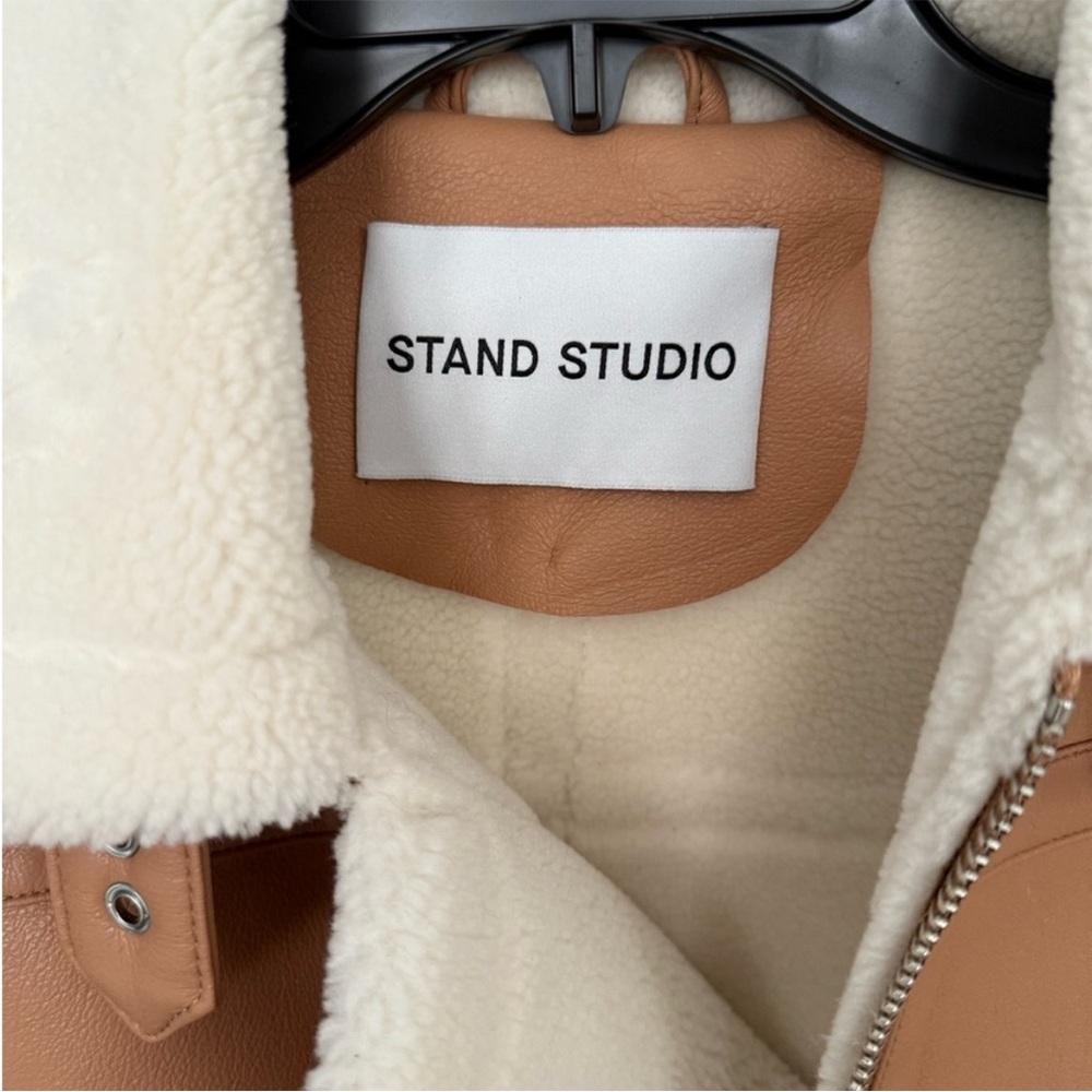 Stand Studio Tan Leather Jacket With Shearling Co… - image 6